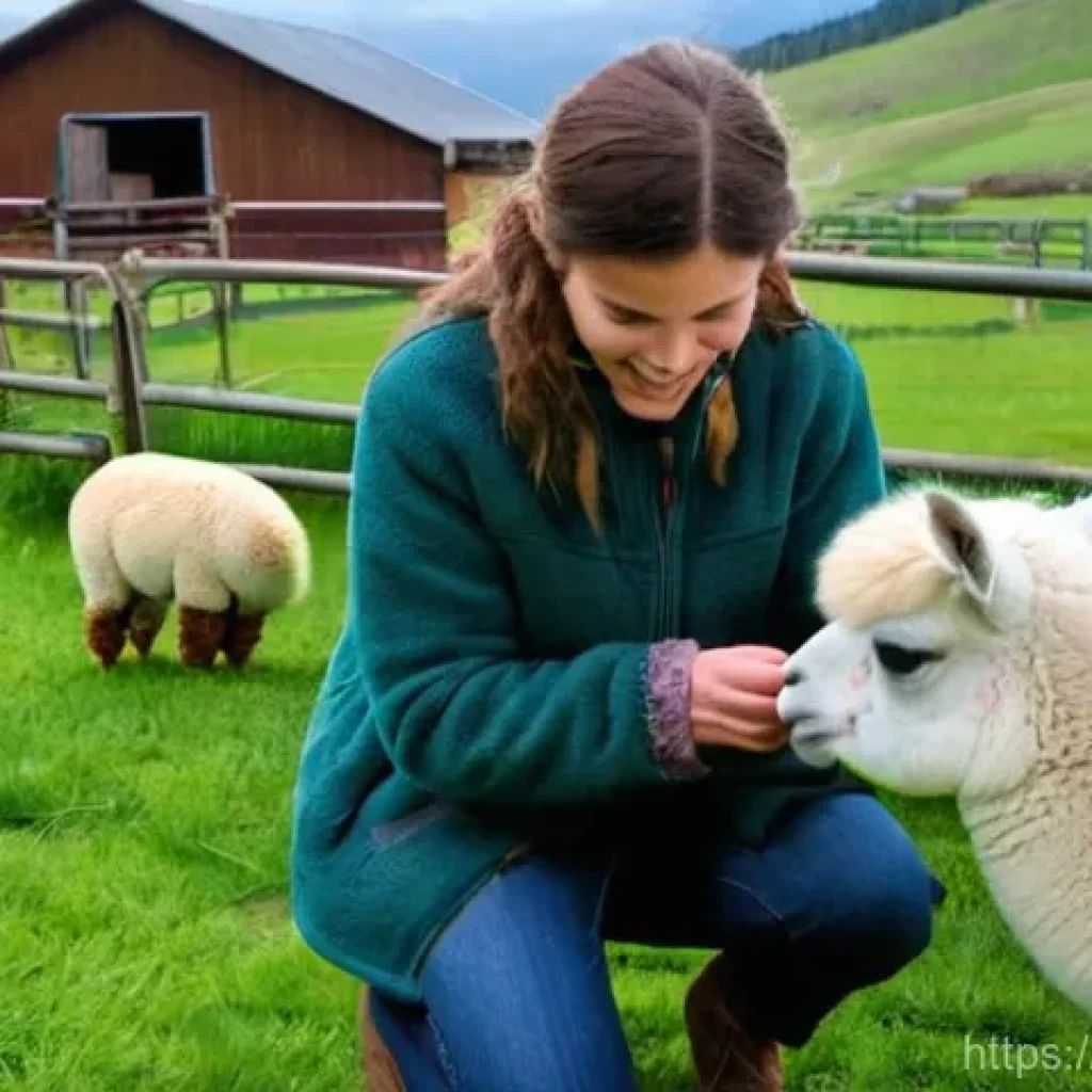 알파카 목장 체험 - **Prompt: A Serene First Encounter at an Alpaca Farm**
    "A heartwarming scene at a picturesque fa...