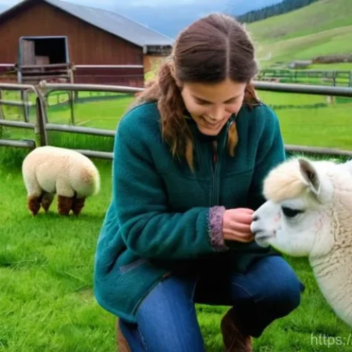 알파카 목장 체험 - **Prompt: A Serene First Encounter at an Alpaca Farm**
    "A heartwarming scene at a picturesque fa...